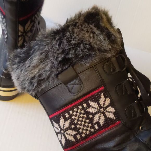 Northside Black Faux Fur Mid Calf Snow Boots Women's Size 8 - Picture 7 of 11